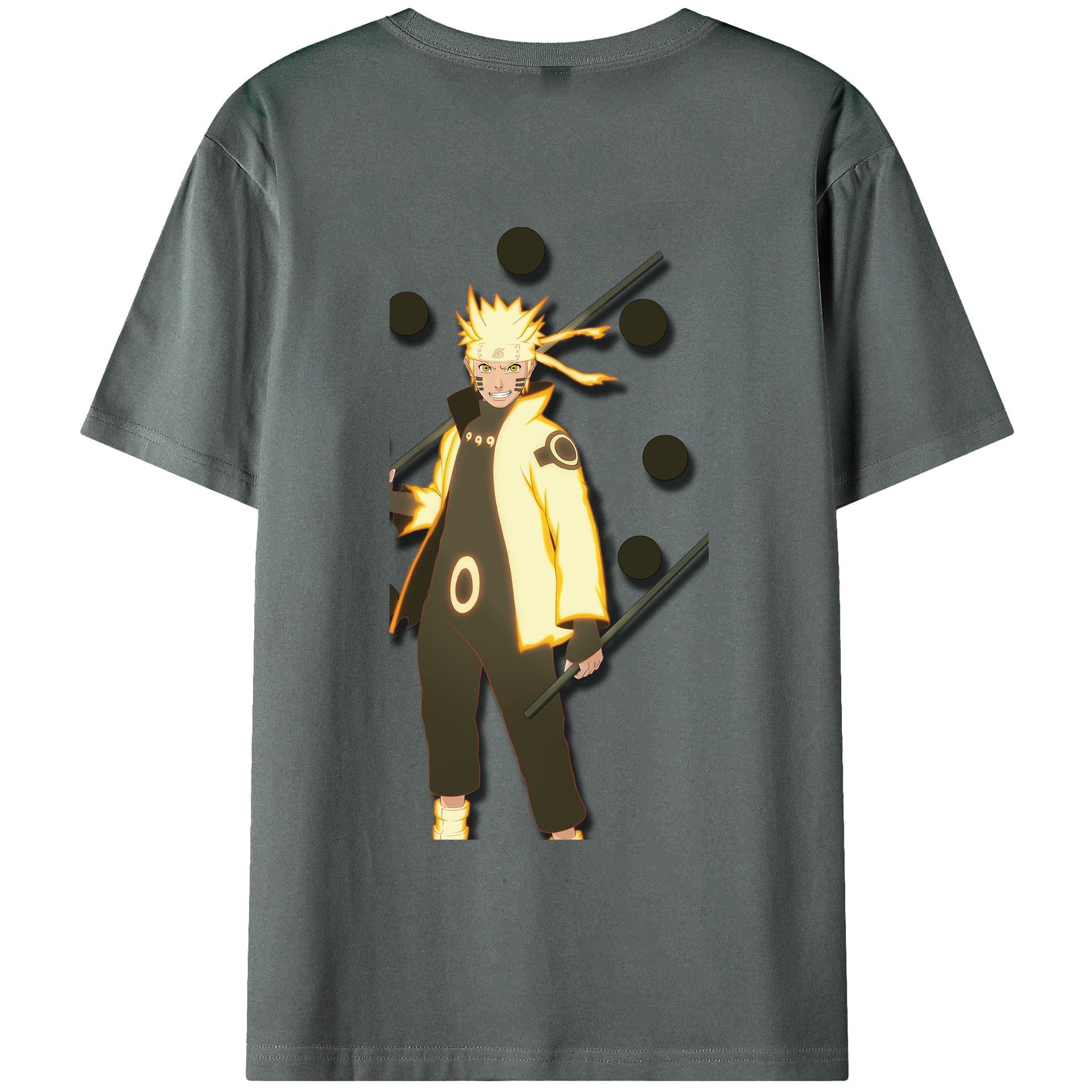 （画像用） NARUTO -ナルト- うずまき ナルト Uzumaki Naruto 綿100％ メンズ半袖Tシャツ（バックプリント） 通気性
